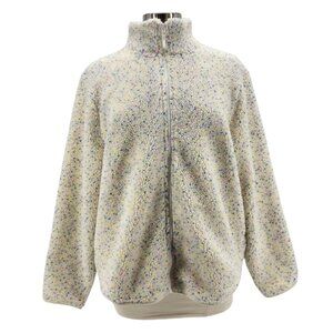 NWT J. Crew Factory Sherpa Fleece Ivory Speckle Zipper Jacket Womens Large
